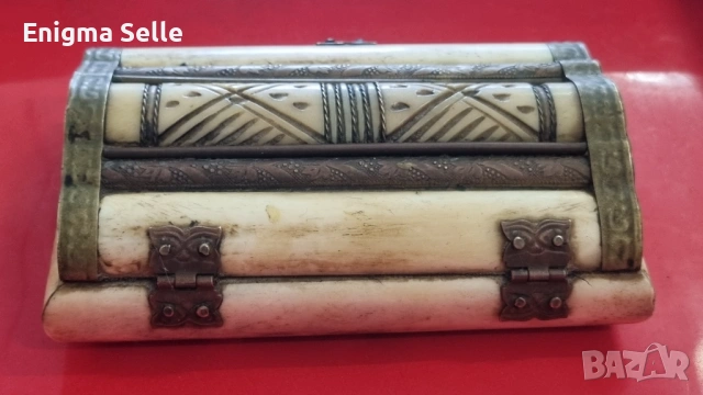 Vintage кутия за бижута от кост и месинг , снимка 3 - Антикварни и старинни предмети - 53321717