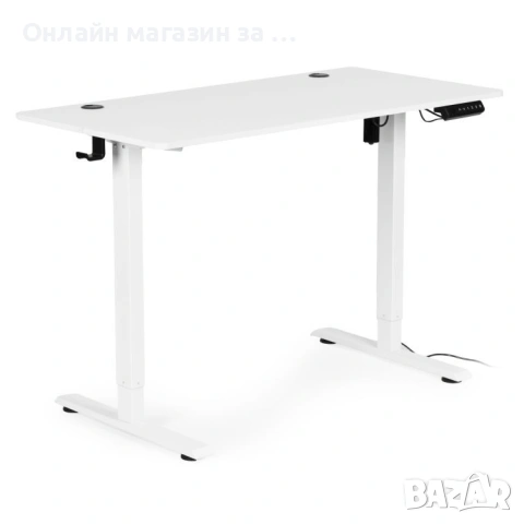Електрическо бюро, 120x60 см, регулируема височина 72-117 см, бял, ModernHome, снимка 7 - Бюра - 53380319