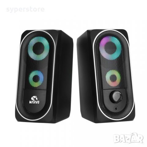 Gaming Speakers Wireless Bluetooth Тонколони за компютър, лаптоп и др. 2.0 Marvo SG266BT 2x3W RGB, снимка 2 - Слушалки и портативни колонки - 34324375