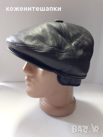 Мъжка кожена шапка каскет,черна-20, снимка 2 - Шапки - 30929470