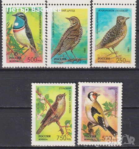 Чисти марки в малки листа Фауна Пойни птици 1995 от Русия, снимка 2 - Филателия - 51085460