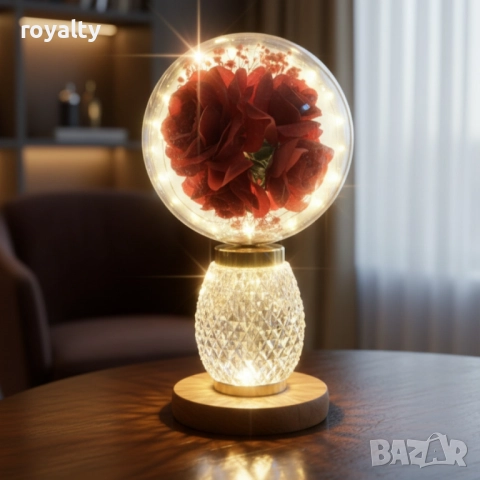 Декоративна лампа с червени рози и мека светлина – за топлина и хармония у дома, снимка 3 - Декорация за дома - 52249585