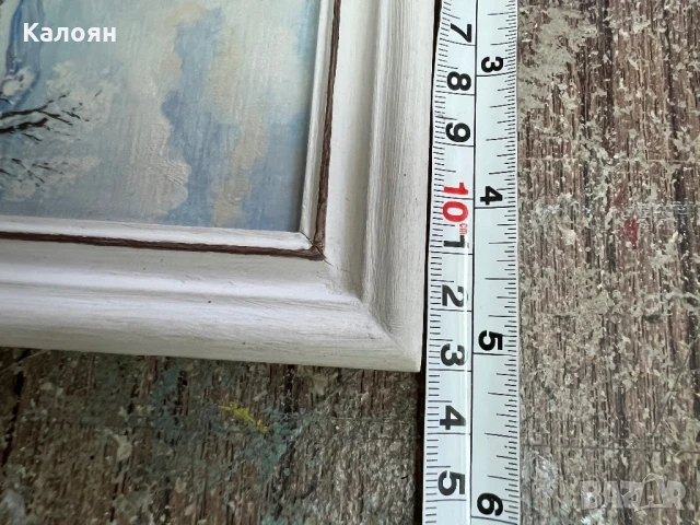 Картина пейзаж с маслени бои 13х13 см, снимка 7 - Други - 51061181