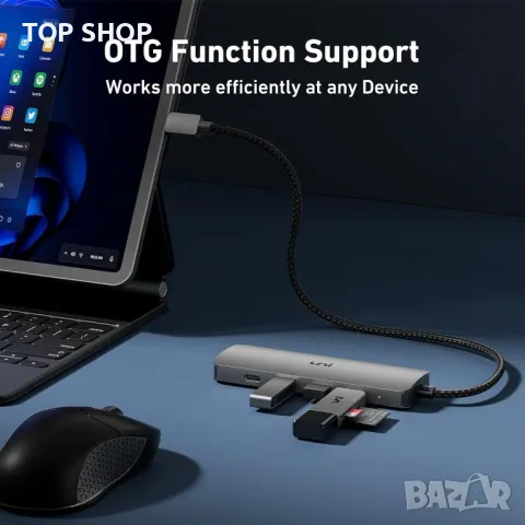 uni USB C хъб 10Gbps, USB C 3.2 Gen 2, 4 порта, снимка 2 - Кабели и адаптери - 49451985