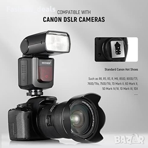Нова Светкавица NEEWER GN60 2.4G Литиева Батерия за камера Canon Канон, снимка 3 - Чанти, стативи, аксесоари - 42890013
