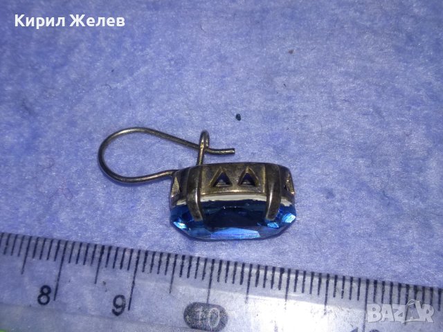 СКЪПОЦЕННА СРЕБЪРНА РЕТРО ОБЕЦА СРЕБРО 925 АНГЛИЯ с ГОЛЯМ ЮВЕЛИРНО ФАСЕТИРАН СИН ЦИРКОНИЙ 31234, снимка 8 - Обеци - 40759736