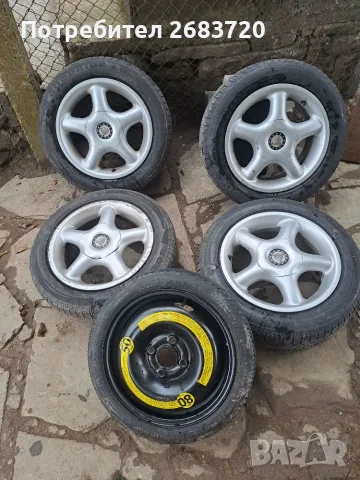 4 летни джанти 14 4x100 със гуми 185/55R 14 и една резервна гума