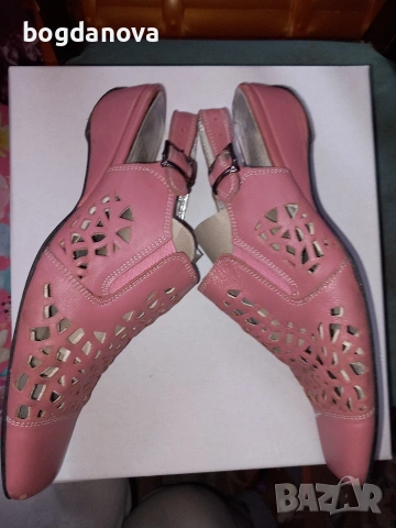 Розови сандали от естествена кожа, 39 номер, стелка 25 см, снимка 4 - Сандали - 53986061