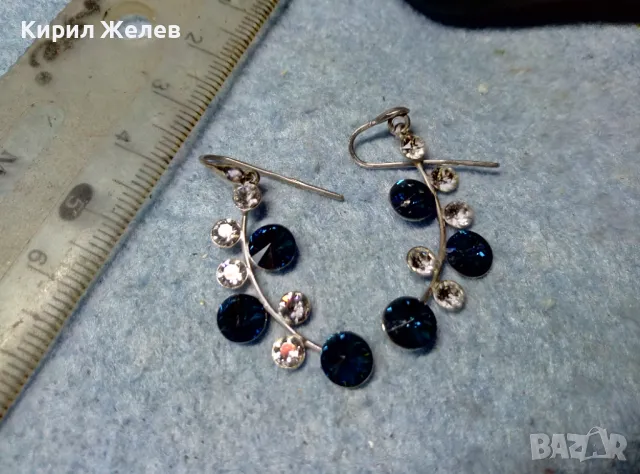 ПРЕЛЕСТНИ ФЛОРАЛНИ СКЪПОЦЕННИ СРЕБЪРНИ ОБЕЦИ СРЕБРО 925 с БЯЛА ПОЗЛАТА ЧАСТ от КОМПЛЕКТ 48605