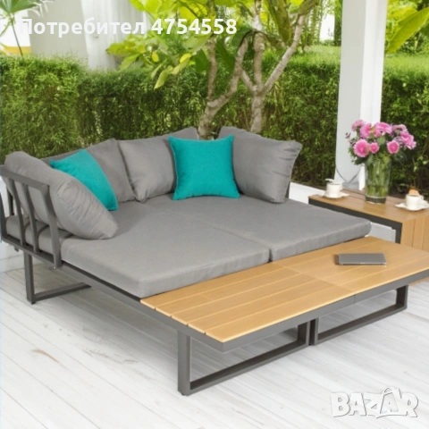 Градински комплект KANZA - модулен ъглов диван от алуминий с удобни възглавници и маса, снимка 5 - Градински мебели, декорация  - 54073479