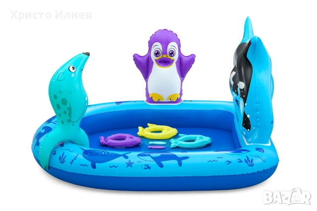 Надуваем детски басейн Bestway с животни 134 x 131 x 73 см, снимка 11 - Басейни и аксесоари - 51906772