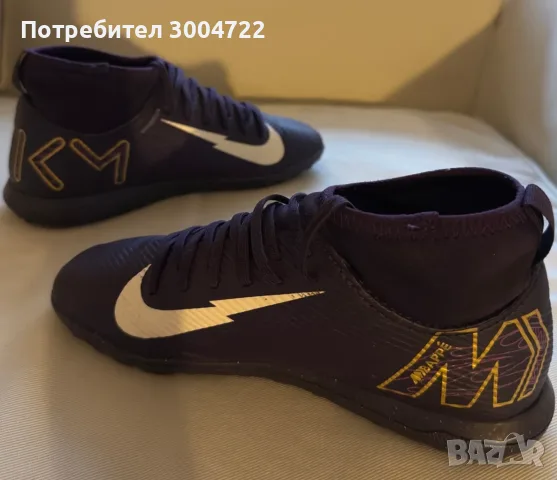 Футболни обувки, Nike Jr Superfly 10 Club Km Kylian Mbappe TF, Синтетични, Лилави, 38, снимка 14 - Футбол - 56060473