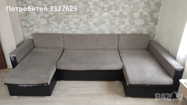 П-образен разтегателен диван с функция сън и място за багаж, снимка 2 - Дивани и мека мебел - 50836090