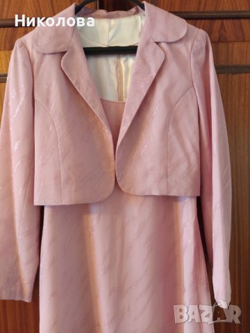 Официална,розова,копринена рокля с болеро., снимка 1 - Рокли - 44304814