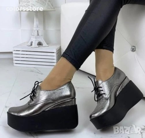 Обувки на платформа - бронз кожа - 120K