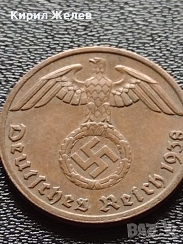 Две монети 1 райхспфенинг 1938г. Трети райх с СХВАСТИКА редки за КОЛЕКЦИЯ 37767, снимка 5 - Нумизматика и бонистика - 40637991