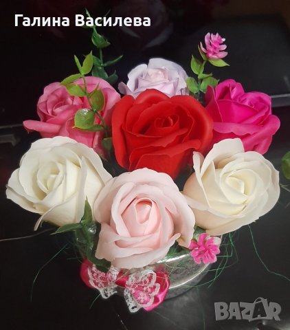 Букет от сапунени рози , снимка 7 - Подаръци за жени - 36791348