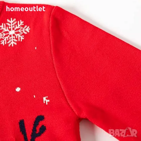 ПРОМОЦИЯ Коледен детски пуловер, р-р 120см, червен с мече, снимка 3 - Детски пуловери и жилетки - 48392179