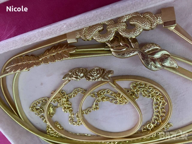 Уникални дамски колани-златни, сребърни, перлени, еластични, с регулиране на закопчаването, снимка 9 - Колани - 50830001