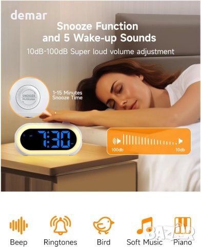 Детски будилник OCUBE със светлина за събуждане, снимка 6 - Друга електроника - 42714197