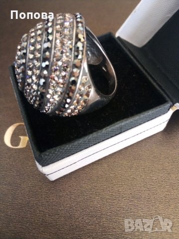 Уникален огромен сребърен пръстен със Сваровски кристали , снимка 4 - Пръстени - 30538197