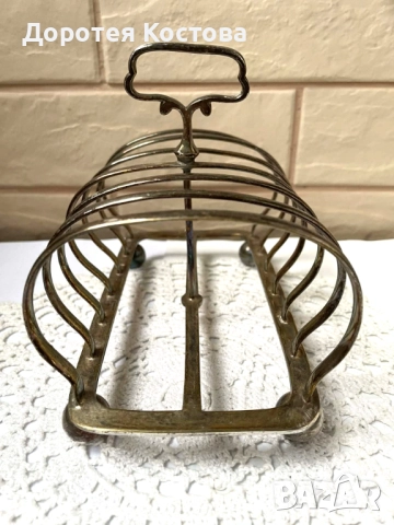 Красива посребрена поставка за 6 филийки от Англия, снимка 4 - Антикварни и старинни предмети - 52654596