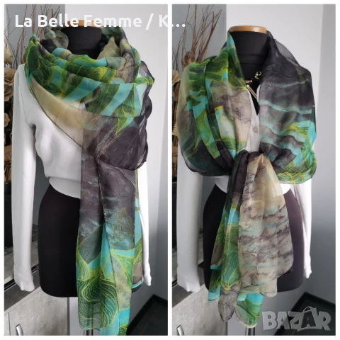 Шал от 100 % коприна, снимка 8 - Шалове - 50671502