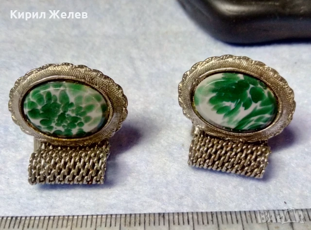 СКЪПОЦЕННИ РЕТРО АРТ БУТОНЕЛИ КОПЧЕТА за РЪКАВЕЛИ със ЗЕЛЕН ЯСПИС ЛУКС МОДЕЛ 37204
