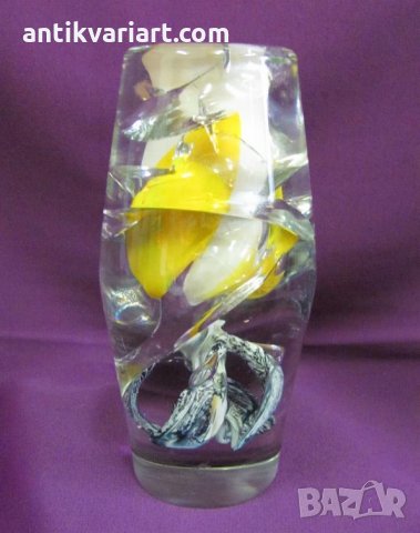 Винтич Кристално Стъкло Тежка Масивна Ваза Бохемия, снимка 13 - Антикварни и старинни предмети - 31871717