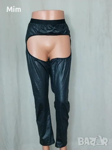 VENUS 52/54 Черен еластичен панталон с отворено чатал / клубно облекло / , снимка 2 - Гащеризони - 51174338