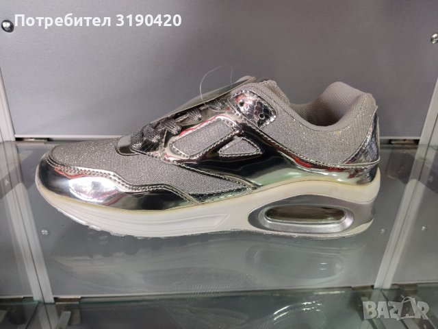 Сребърна дамска модерна маратонка, снимка 3 - Маратонки - 42078477