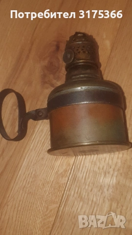 Стара тежка бронзова газена лампа с резервни шишета Войнишко творчество гилза, снимка 4 - Антикварни и старинни предмети - 53128914