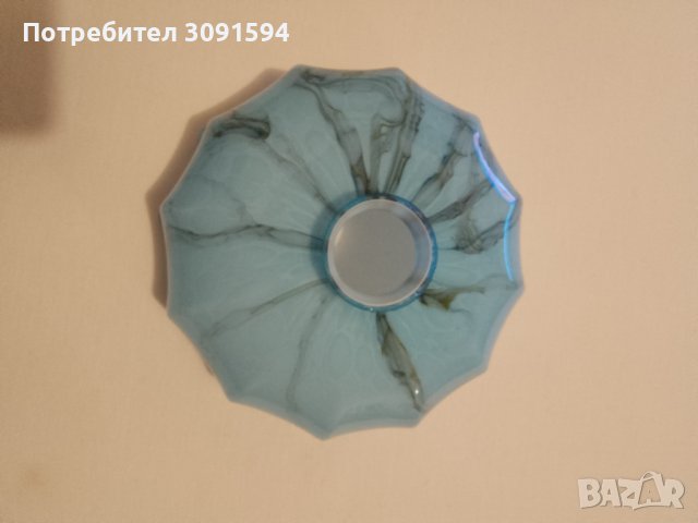 1920г-1930г Арт Деко абажур за лампа полилей двопластово къдраво стъкло, снимка 12 - Антикварни и старинни предмети - 42793577