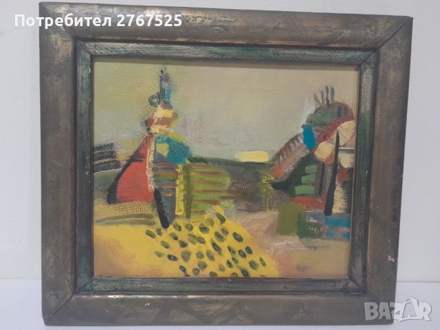  Картина на платно с маслени бои 'Лято' на Ангел Гешев от 1992 година , снимка 1 - Картини - 39297456