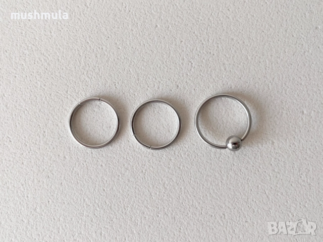Сет 3 бр стоманени обеци-халки ∅ 20 и 21 мм