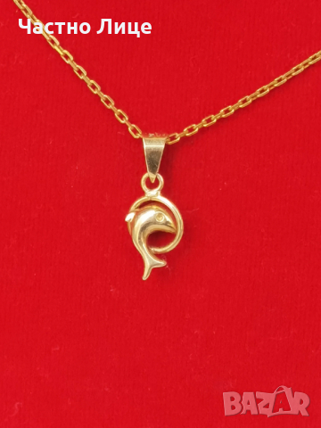Златна Ювелирна Висулка Делфин, снимка 1 - Колиета, медальони, синджири - 36401384