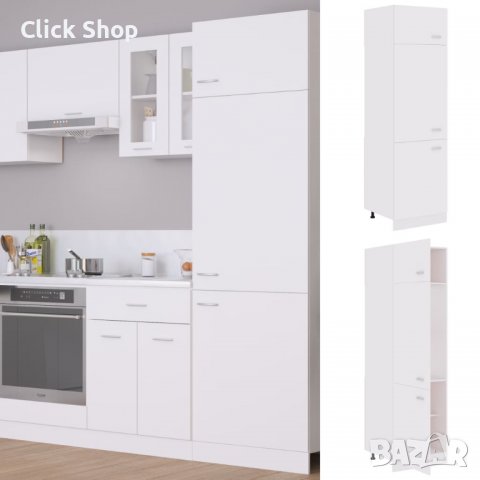 Шкаф за хладилник, бял, 60x57x207 см, ПДЧ, снимка 10 - Шкафове - 38662029