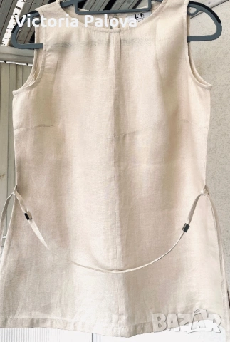 Елегантна ленена блуза/топ без ръкави L’EQUIPE PLUS Италия, снимка 2 - Корсети, бюстиета, топове - 53978957