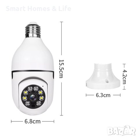 Wifi IP Е27 Камера за видеонаблюдение + SD карта , снимка 4 - IP камери - 42769174