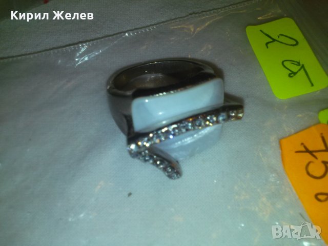 ПОСРЕБРЕН АРТ ДАМСКИ ПРЪСТЕН СЕДЕФ и ЦИРКОН 7585, снимка 3 - Пръстени - 29556499