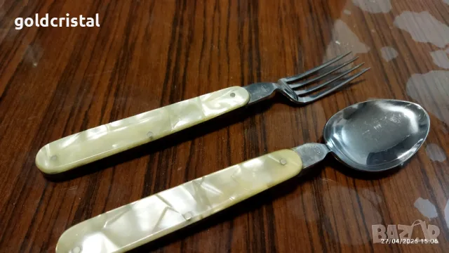 стари български прибори вилица и лъжица сгъваеми туристически Петко Денев 