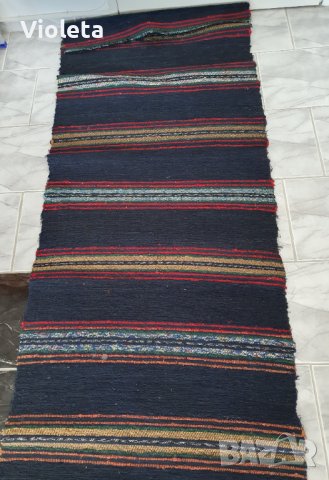 Домашно тъкана памучна черга с размери 80 см х 3,20 м, снимка 3 - Пътеки - 42054208