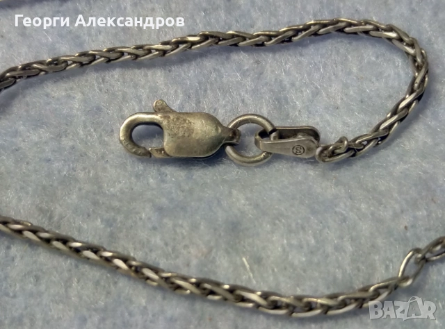 Фино СРЕБЪРНО КОЛИЕ / ВЕРИЖКА Сребро 925 ITALY S с БЯЛА ПОЗЛАТА Здрава Красива Винтидж - АРТ Плетка, снимка 3 - Колиета, медальони, синджири - 52776236