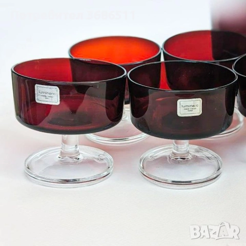 Luminarc чаши в рубинено червено