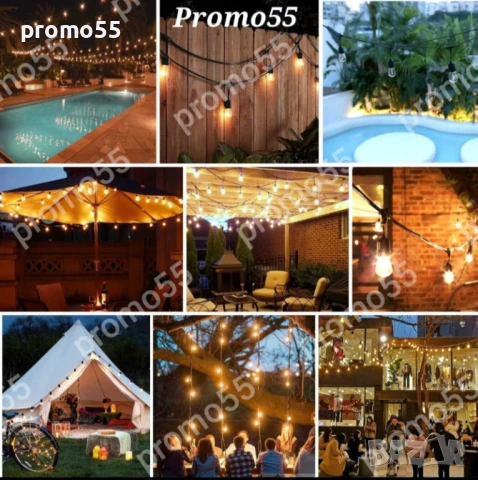 Светлинна верига от  Енергоспестяващи лед крушки 5м. 10Бр. за декорация на градина и дом, снимка 12 - Външни лампи - 50479584