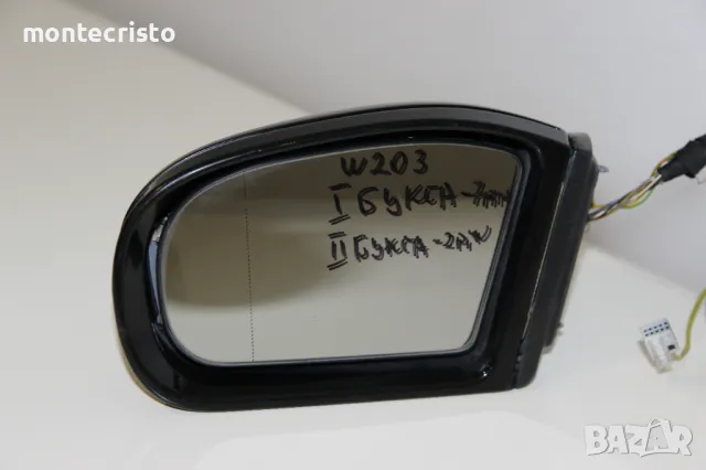 Ляво огледало Mercedes W203 (2000-2004г.) C-Class 9 пина ⚫Цвят: Черен, снимка 2 - Части - 48582082