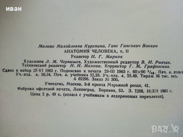 Анатомия Человека - М.Курепикина,Г.Воккен - 1963г. , снимка 12 - Специализирана литература - 39010401