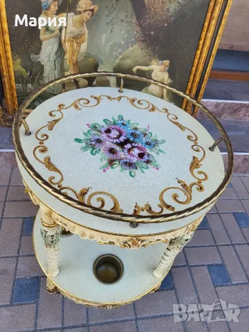 Италианска барокова количка за сервиране 012, снимка 6 - Антикварни и старинни предмети - 47938171