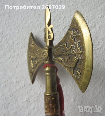 Двойна бойна брадва с релефни дракони Месинг бронз, снимка 2 - Други ценни предмети - 29741799