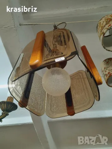 Абажур Дърво и Стъкло -внос от Германия! , снимка 4 - Лампи за таван - 48025941